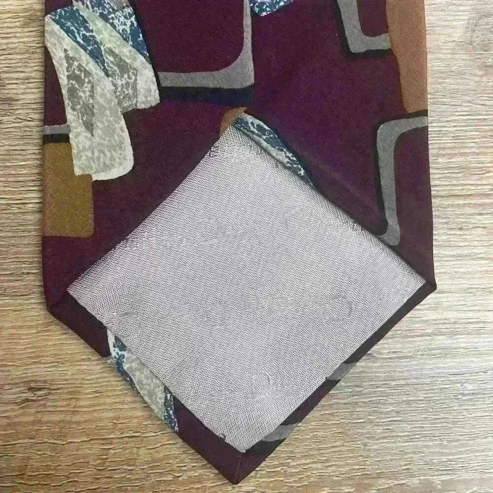 Vintage Christian Dior Men's Tie Geometric 80s 90s 100% Silk 3.5